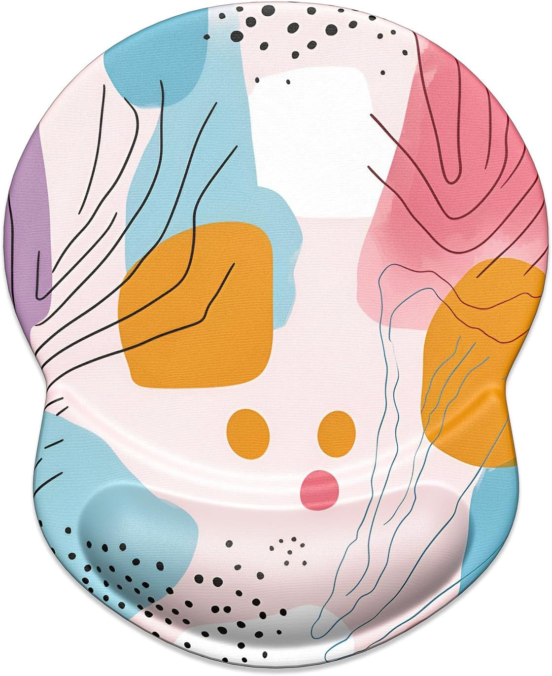 Ergonomic Mouse Pad with Gel Wrist Support Small Wrist Rest Smooth Surface Non-Slip PU Base Comfortable Office Supplies Pain Relief, 8.7 X 7.2 Inches, Art Style Pattern