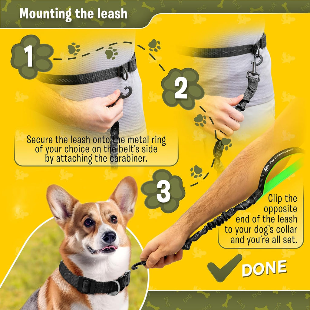 Exquisite Hands-Free Leash for Medium Dogs: Ultimate Comfort & Freedom for Running, Walking, Hiking. Premium Quality, Durable & Versatile Waist Dog Leash Belt. Your Dog Will Love It