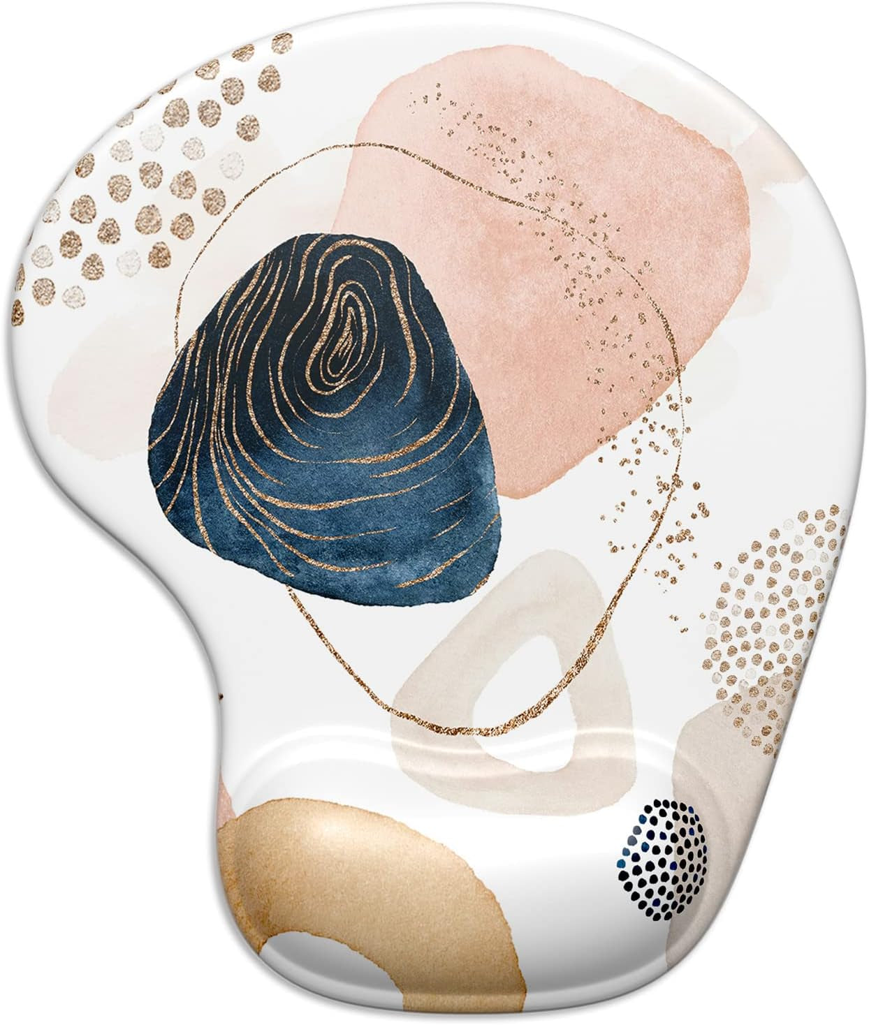 Mouse Pad, Mouse Pad Wrist Support Mousepad with Wrist Rest, Mouse Pads for Wireless Mouse Ergonomic Cute Desk Decor Desk Accessories for Women, Non-Slip PU Base, Aesthetic Boho