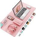 Double-Sided PU Leather Desk Pad - Non-Slip Large Mouse Pad & Desk Mat for Office, Home - Waterproof, Easy to Clean, Durable Dual-Sided Surface (23.6"X13.7", Pink)